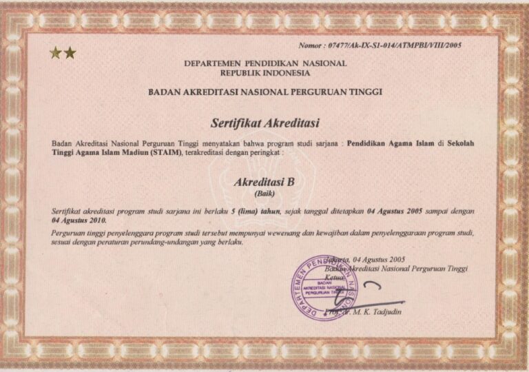 Akreditasi STAI Madiun